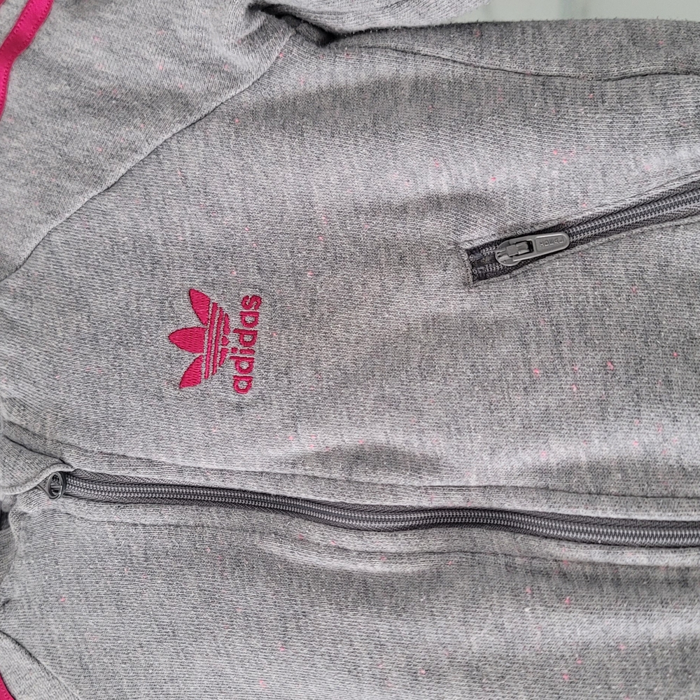 Adidas Gray and Pink Zip-Up Hoodie